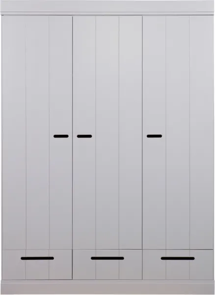 Connect, Szafa, 3 drzwi i 3 szuflady, szara, H195x53x140 cm, sosna