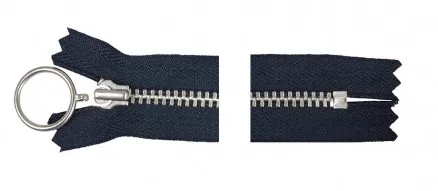 YKK Zamek błyskawiczny Aluminium Stały z pierścieniem 35cm 4mm Granatowy