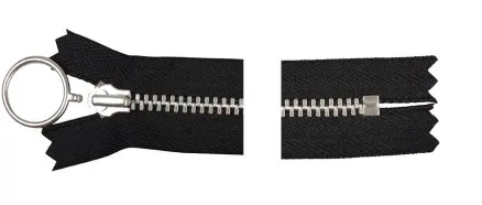 YKK Zamek błyskawiczny Aluminium Stały z Pierścieniem 25cm 4mm Czarny