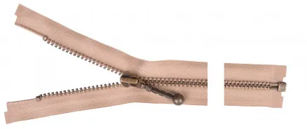 YKK Rozdzielny Zamek Błyskawiczny Antyczny Mosiądz 50cm 4mm Beżowy