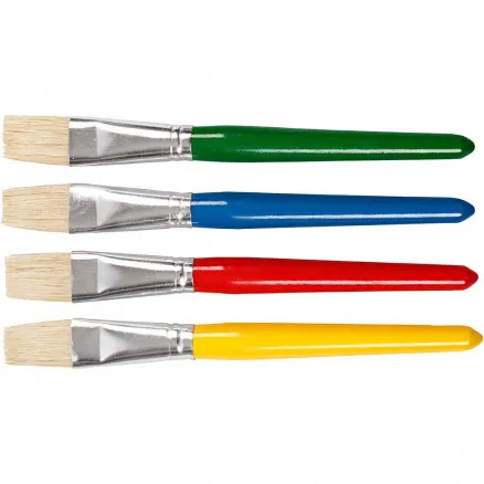 Pędzle dla dzieci, płaskie, Dł: 19 cm, Sz: 20 mm, 4 szt./ 1 op.