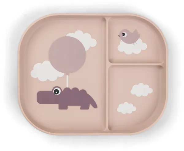 Foodie podzielony talerz Happy clouds Pudrowy